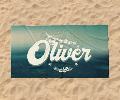 RETRO Style Personalized Beach Towel Personalized Name Bath Towel Custom Pool Towel Beach Towel With Name Outside Birthday Vacation Gift