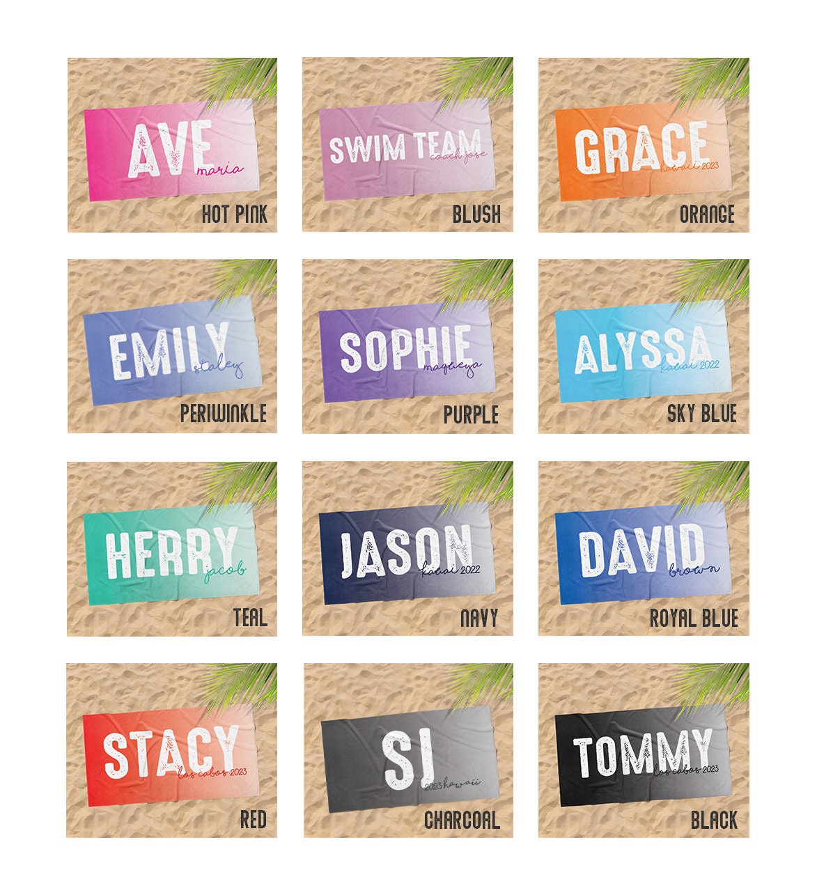 Solid Bold Font Style Personalized Beach Towel Personalized Name Bath Towel Custom Pool Towel Beach Towel With Name Outside Birthday Gift