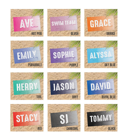 Solid Bold Font Style Personalized Beach Towel Personalized Name Bath Towel Custom Pool Towel Beach Towel With Name Outside Birthday Gift