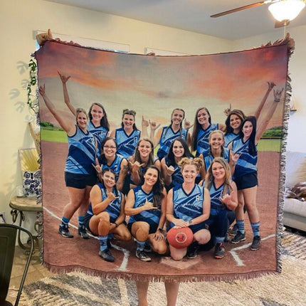 Personalized Photo Tapestry Throw: Groovy Retro Woven Cotton Blanket (60"x54")