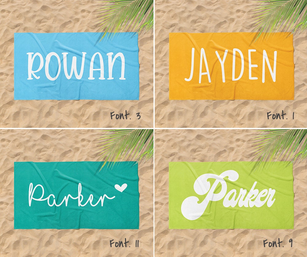 Bold Font Style Personalized Beach Towel Personalized Name - CustomCooper