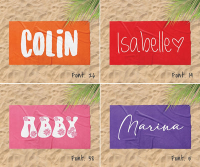 Bold Font Style Personalized Beach Towel Personalized Name - CustomCooper