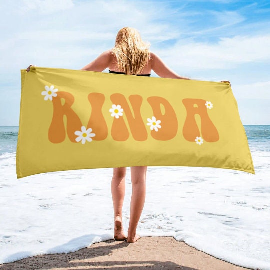 RETRO Style Personalized Beach Towel Personalized Name Bath Towel Custom Pool Towel Beach Towel With Name Outside Birthday Vacation Gift