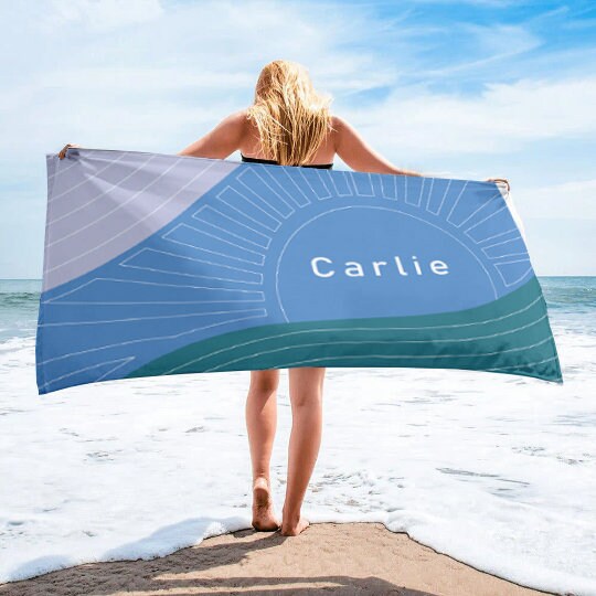 Personalized  Multi-Color Beach Towel, Personalized Beach Towel Personalized Name Bath Towel Custom Pool Towel Birthday Vacation Gift