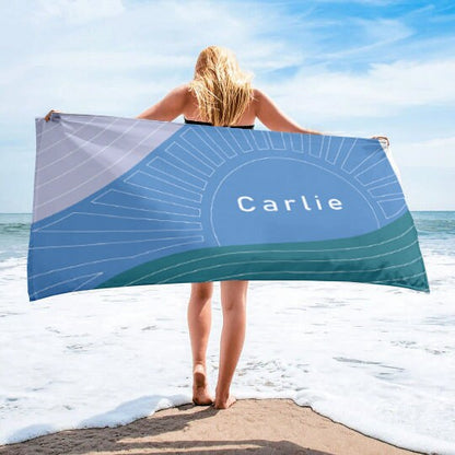 Personalized  Multi-Color Beach Towel, Personalized Beach Towel Personalized Name Bath Towel Custom Pool Towel Birthday Vacation Gift