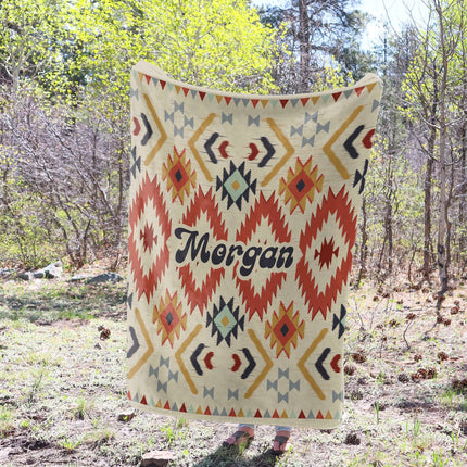Rustic Aztec Personalized Minky Blanket: Custom Name Baby Blanket