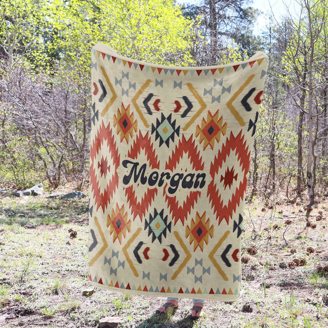 Rustic Aztec Personalized Minky Blanket: Custom Name Baby Blanket