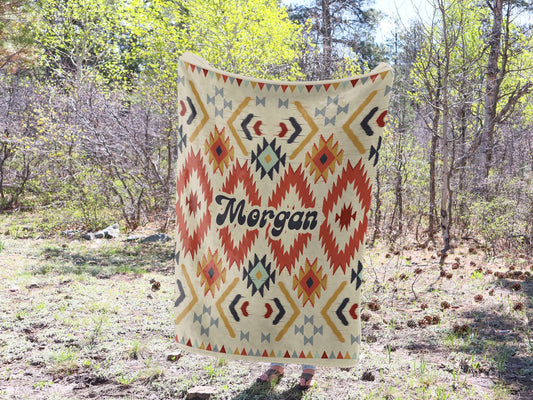 Rustic Aztec Personalized Minky Blanket: Custom Name Baby Blanket