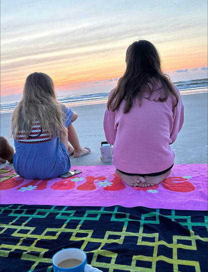 RETRO Style Personalized Beach Towel Personalized Name Bath Towel Custom Pool Towel Beach Towel With Name Outside Birthday Vacation Gift