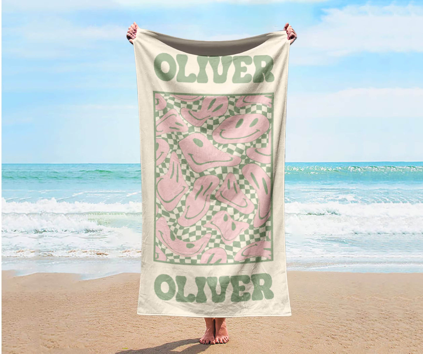 RETRO Multi Style personalized gifts, Beach Towel With Name, Birthday Vacation Gift, girl gift