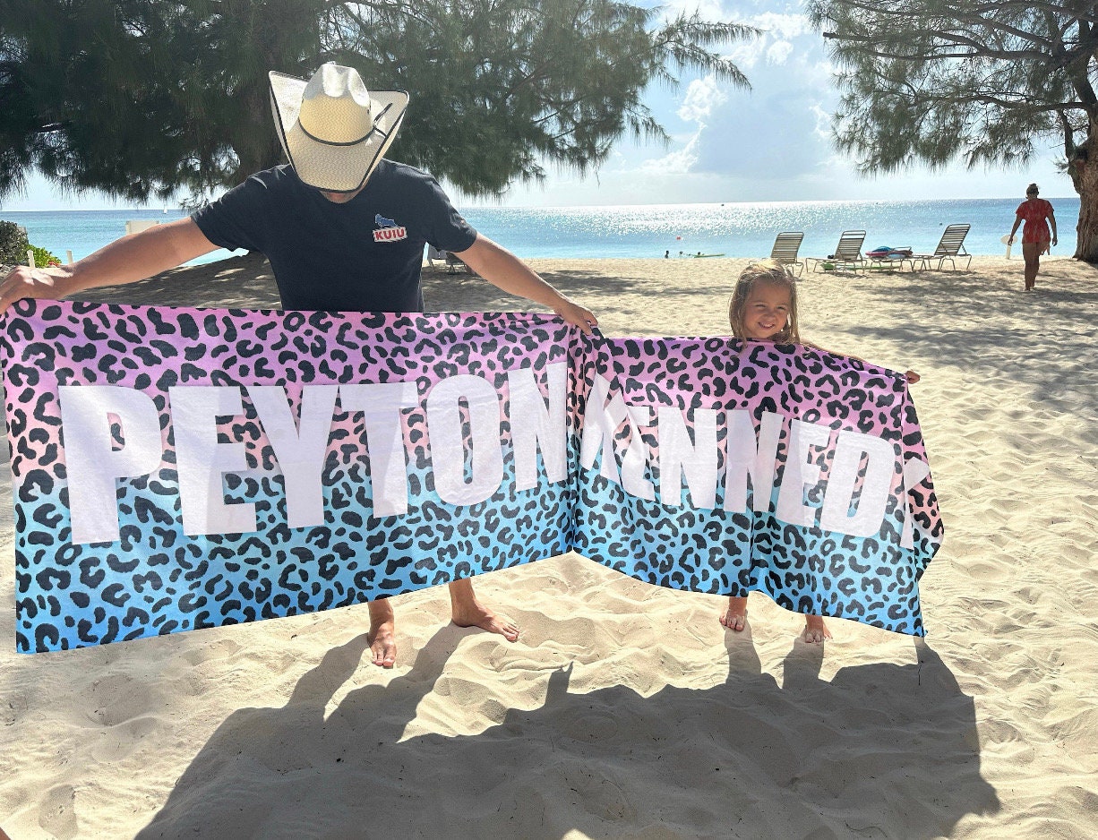 New Animal Print Style Personalized Beach Towel Personalized Name Bath Towel Custom Pool Towel Beach Towel With Name Outside Birthday Gift