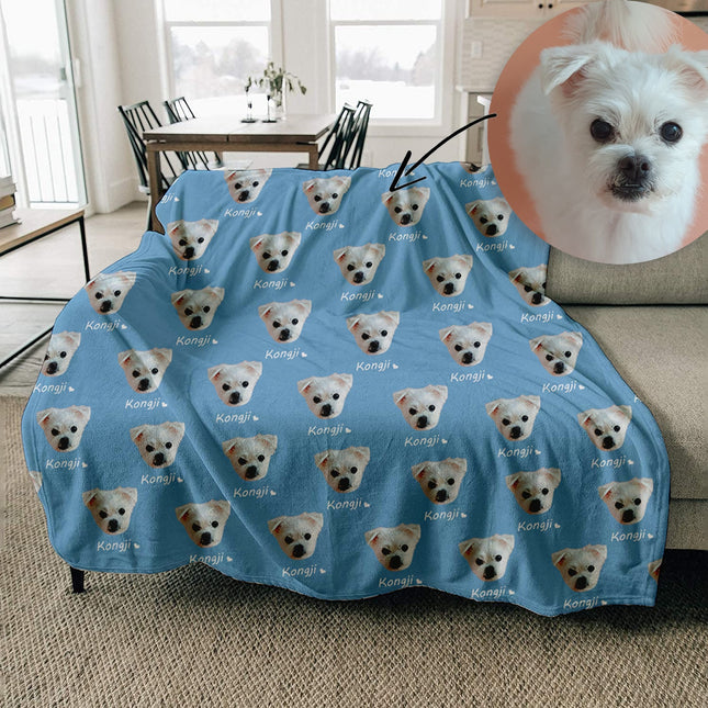 Personalized custom pet blanket, custom pet photo portrait blanket - CustomCooper