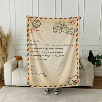 Personalized Love Letter Blanket, Handwriting Blankets for Mom, Dad, Father's Day, Grandparent, Wedding, Anniversary
