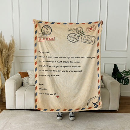 Personalized Love Letter Blanket, Handwriting Blankets for Mom, Dad, Father's Day, Grandparent, Wedding, Anniversary