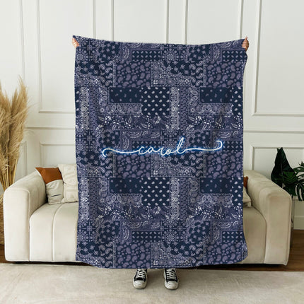 Bandana style Script Style pattern Sherpa blanket