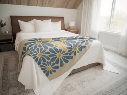 Personalized Flower Blanket: Vintage Style Minky or Sherpa