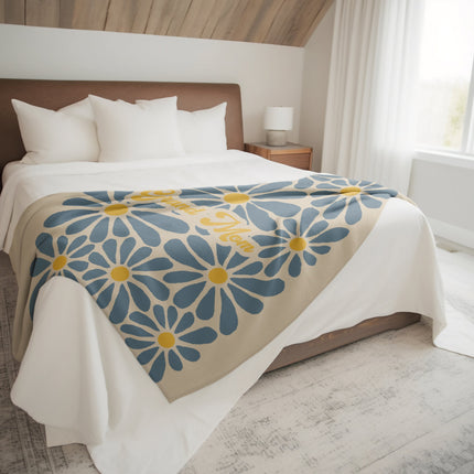 Personalized Flower Blanket: Rustic Floral Minky or Sherpa Throw