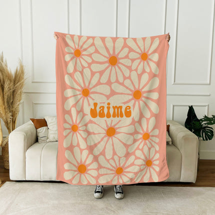 Personalized Flower Blanket: Rustic Floral Minky or Sherpa Throw