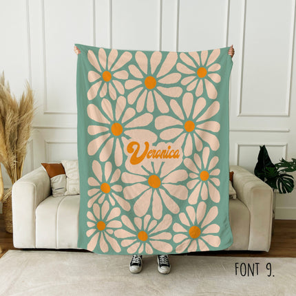 Personalized Flower Blanket: Rustic Vintage Style, Custom Name Gift