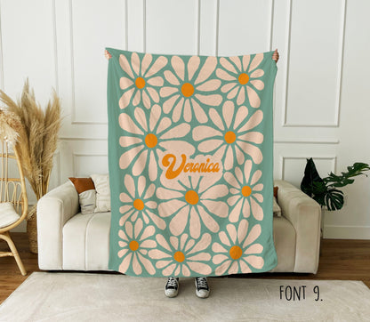 Personalized Flower Blanket: Rustic Vintage Style, Custom Name Gift