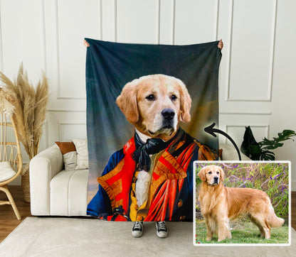 Custom Royal Pet Portrait Blanket: Regal King or Queen Art