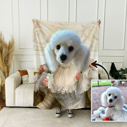 Custom Royal Pet Portrait Blanket: Regal King or Queen Art