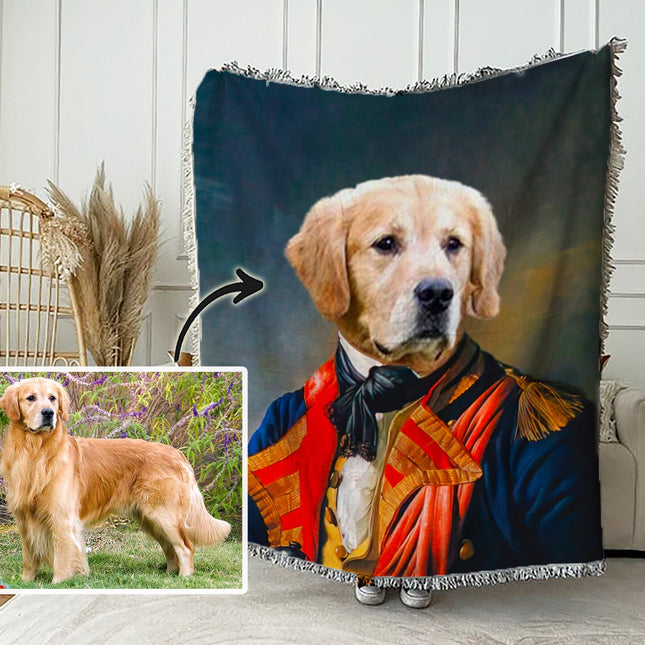 Custom Pet Portrait Tapestry Blanket: Regal Royal Pet Art