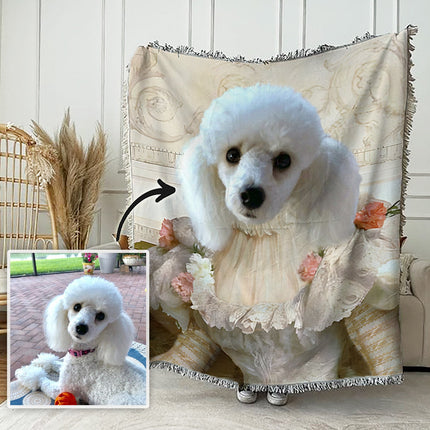 Custom Pet Portrait Tapestry Blanket: Regal Royal Pet Art