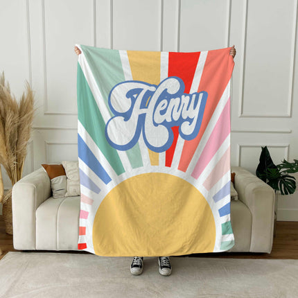 Groovy Retro Personalized Minky Blanket: Custom Name Blanket