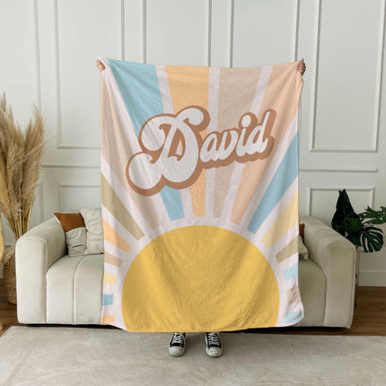 Groovy Retro Personalized Minky Blanket: Custom Name Blanket