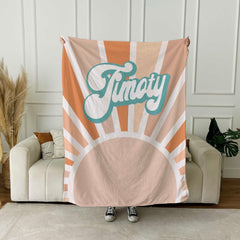 Groovy Retro Personalized Minky Blanket: Custom Name Blanket