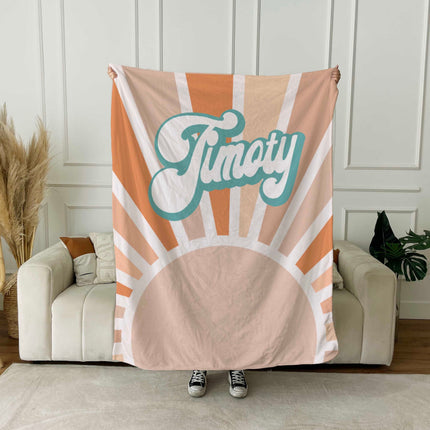 Groovy Retro Personalized Minky Blanket: Custom Name Blanket