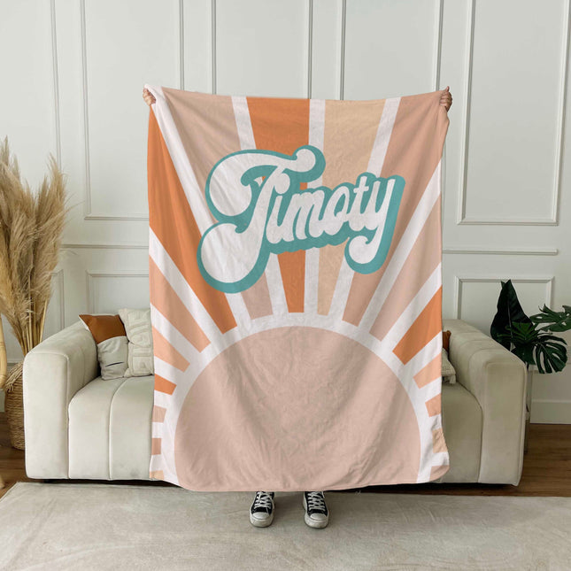 Groovy Retro Personalized Minky Blanket: Custom Name Blanket
