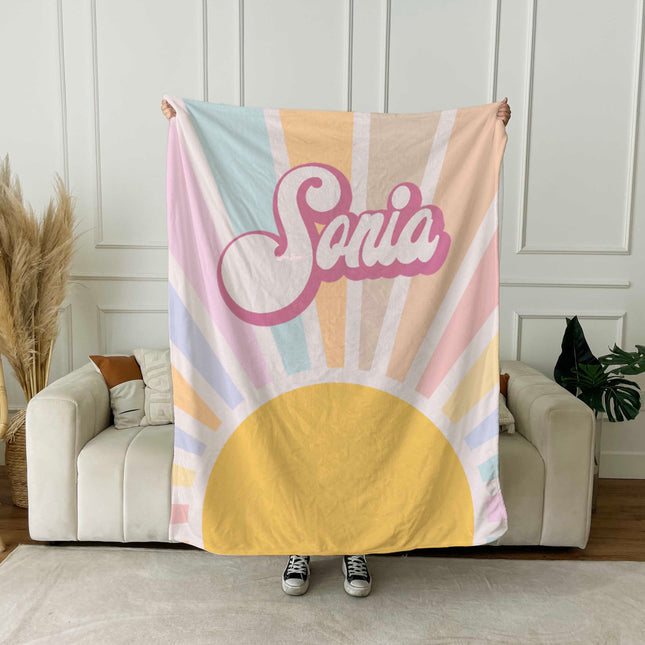 Groovy Retro Personalized Minky Blanket: Custom Name Blanket