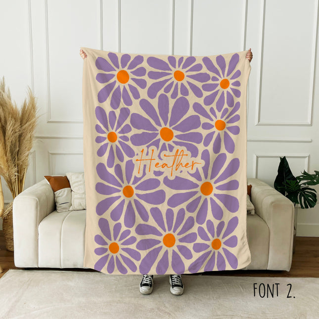 Personalized Flower Blanket: Vintage Style Minky or Sherpa