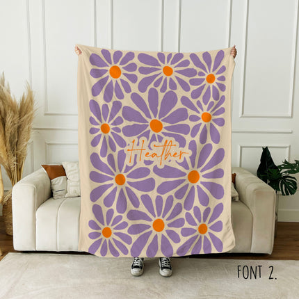 Personalized Flower Blanket: Rustic Vintage Style, Custom Name Gift