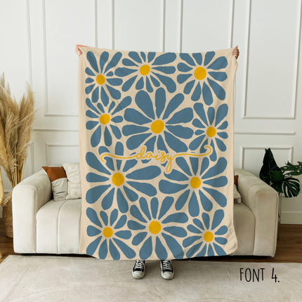 Personalized Flower Blanket: Rustic Vintage Style, Custom Name Gift