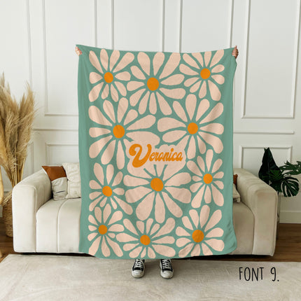 Personalized Flower Blanket: Rustic Floral Minky or Sherpa Throw