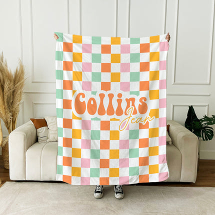 Personalized Flower Blanket: Vintage Rustic Style, Custom Name Gift