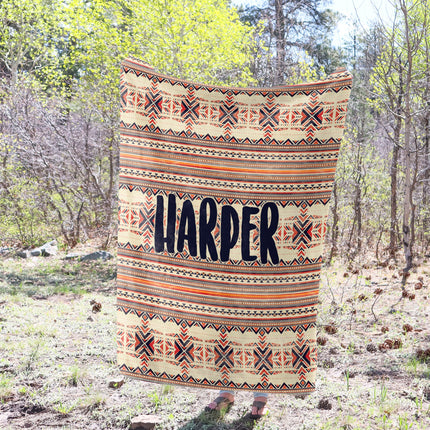 Personalized Retro Blanket: Plush Minky Fleece, Custom Name