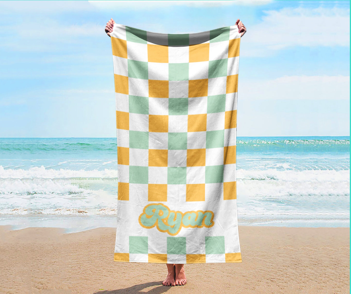NEW Design Large Personalized Beach Towel Personalized Name Bath Towel Custom Towel Beach Towel With Name Outside Birthday Vacation Gift
