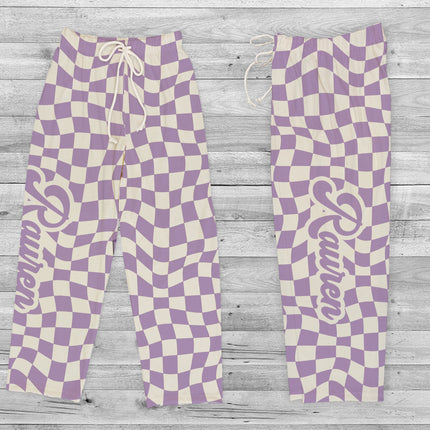 Custom Checker Pajama Pants: Personalized Name, Dog Photo Gift