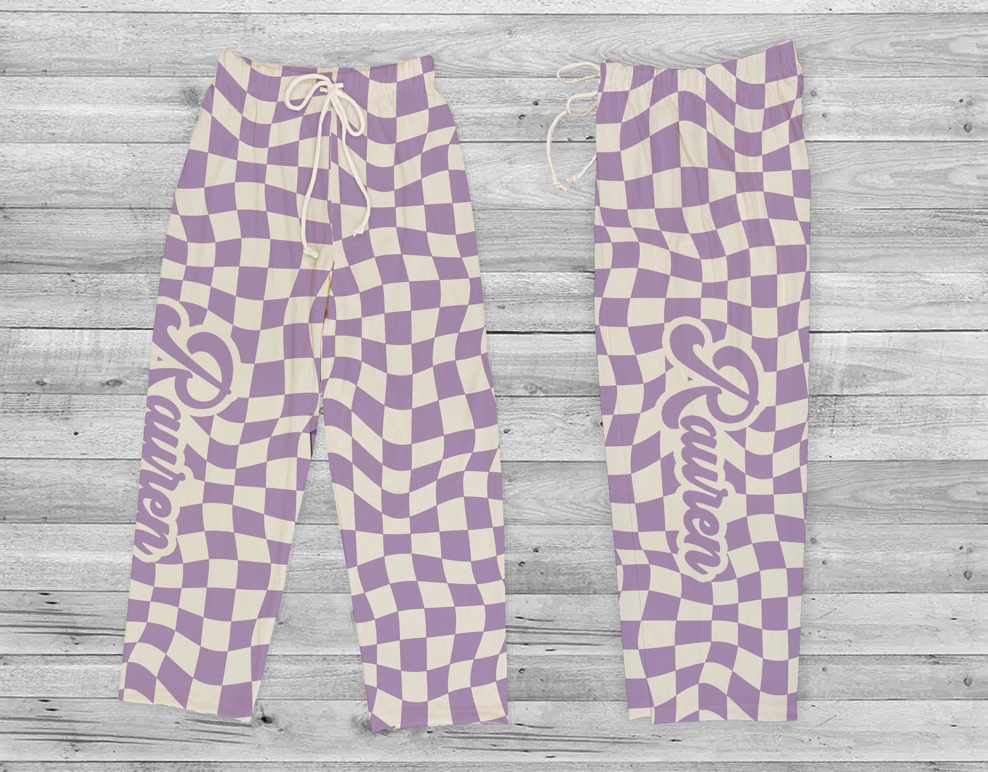 Custom Checker Design Pajama pants Name Custom Dog - CustomCooper