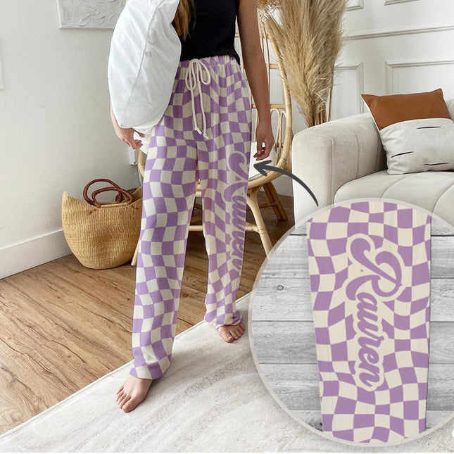 Custom Checker Pajama Pants: Personalized Name, Dog Photo Gift