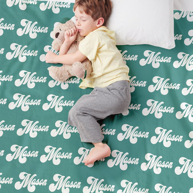 Personalized Retro Font Kids Blanket: Minky or Sherpa Fleece