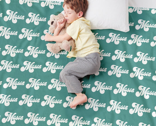 Personalized Retro Font Kids Blanket: Minky or Sherpa Fleece