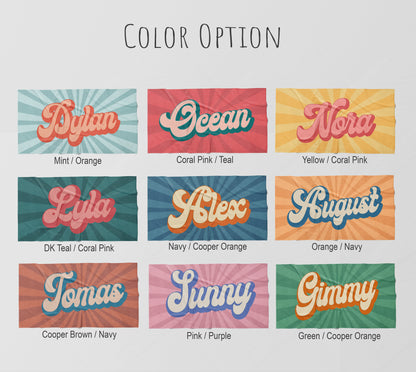 Personalized Retro Beach Towel with Name – Custom Groovy 70s Style Bath Towel, Unique Bachelorette Gift, Vibrant Outdoor Towel