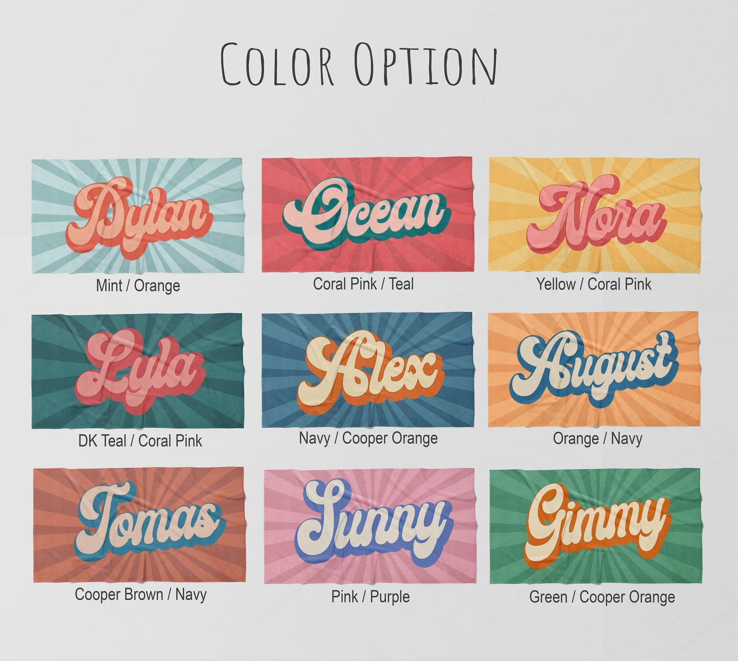 Groovy RETRO Style Personalized Beach Towel Personalized Name Bath Towel Custom Beach Towel With Name Outside Birthday Vacation Gift