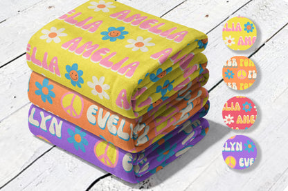 Retro Flower personalize blanket, Minky or Sherpa custom blanket, Baby blanket, birthday gift idea