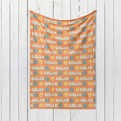 Retro Flower personalize blanket, Minky or Sherpa custom blanket, Baby blanket, birthday gift idea